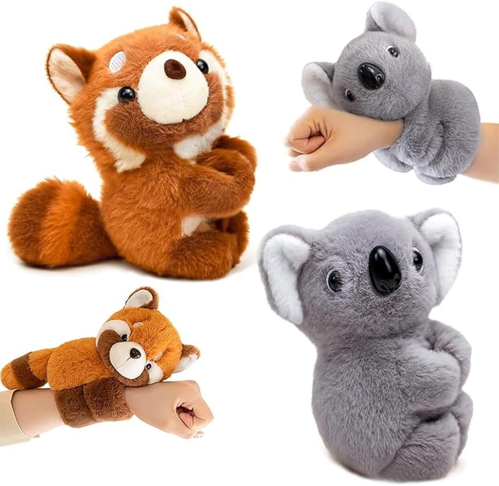 KBIBCK 2PCS Animal Slap Bracelets, Plush Koala Snap Slap Bracelet